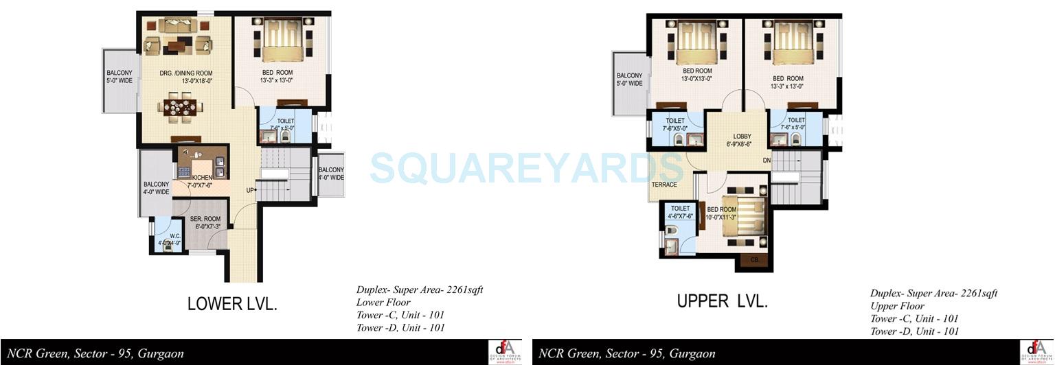 Floor plan of 4 BHK 2261 Sq. Ft. Apartment in Sidhartha NCR Green, Gurgaon