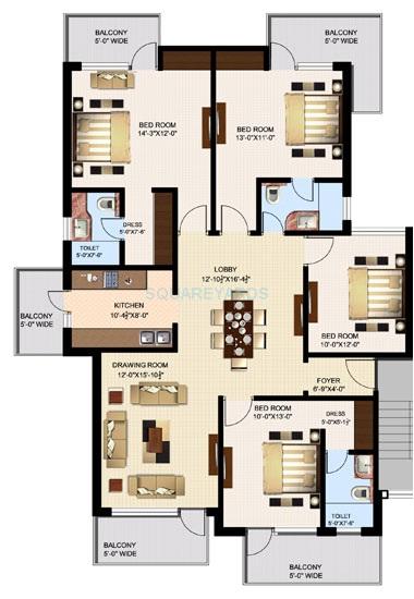 Floor plan of 4 BHK 2230 Sq. Ft. Ind Floor in Sidhartha NCR Green, Gurgaon
