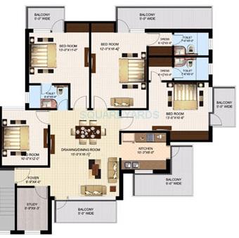Floor plan of 4 BHK 2330 Sq. Ft. Ind Floor in Sidhartha NCR Green, Gurgaon