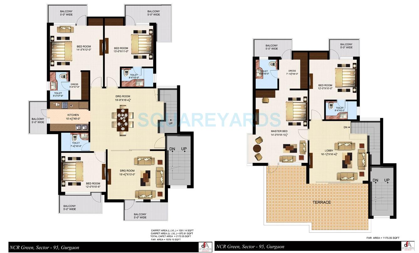 Floor plan of 5 BHK 3750 Sq. Ft. Ind Floor in Sidhartha NCR Green, Gurgaon