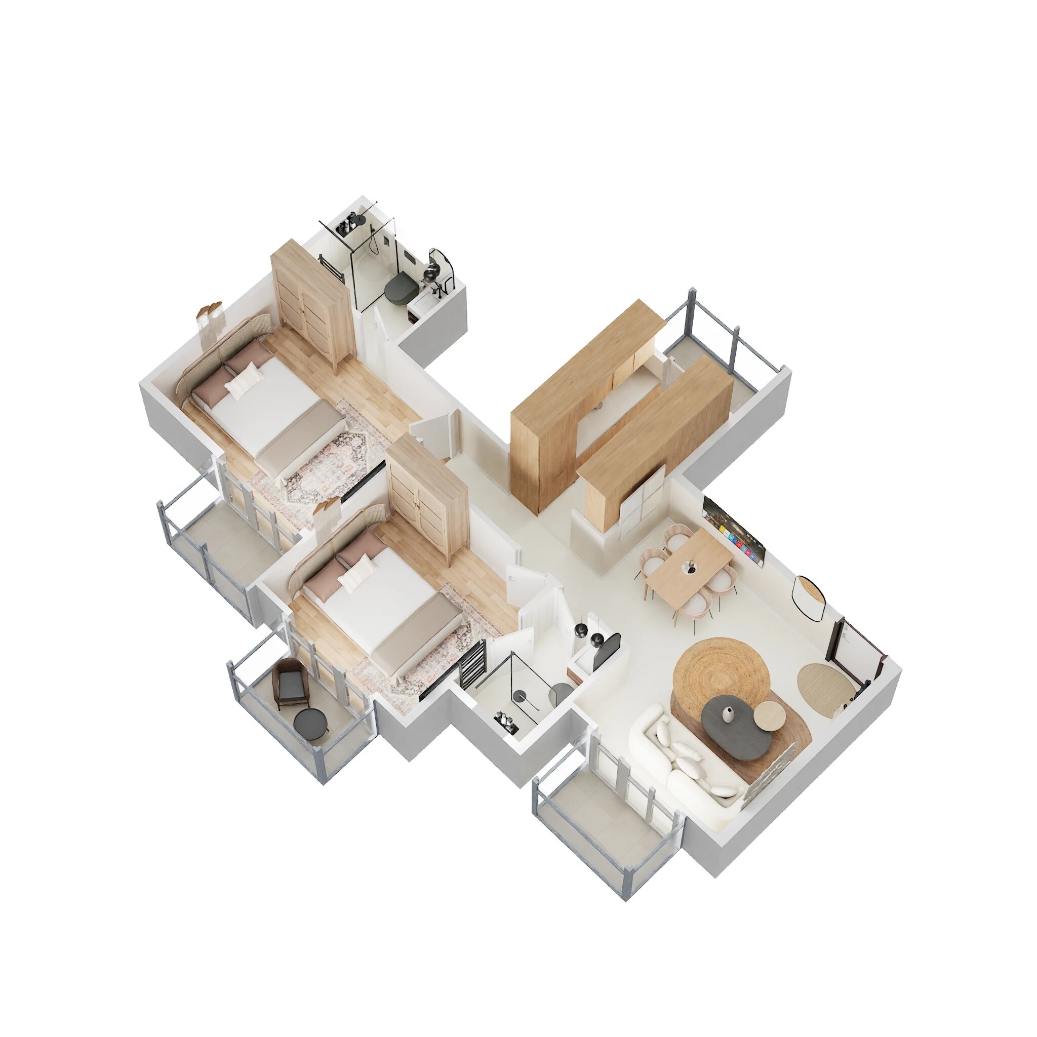Floor plan of 2 BHK 648 Sq. Ft. Apartment in Signature Global Aspire, Gurgaon