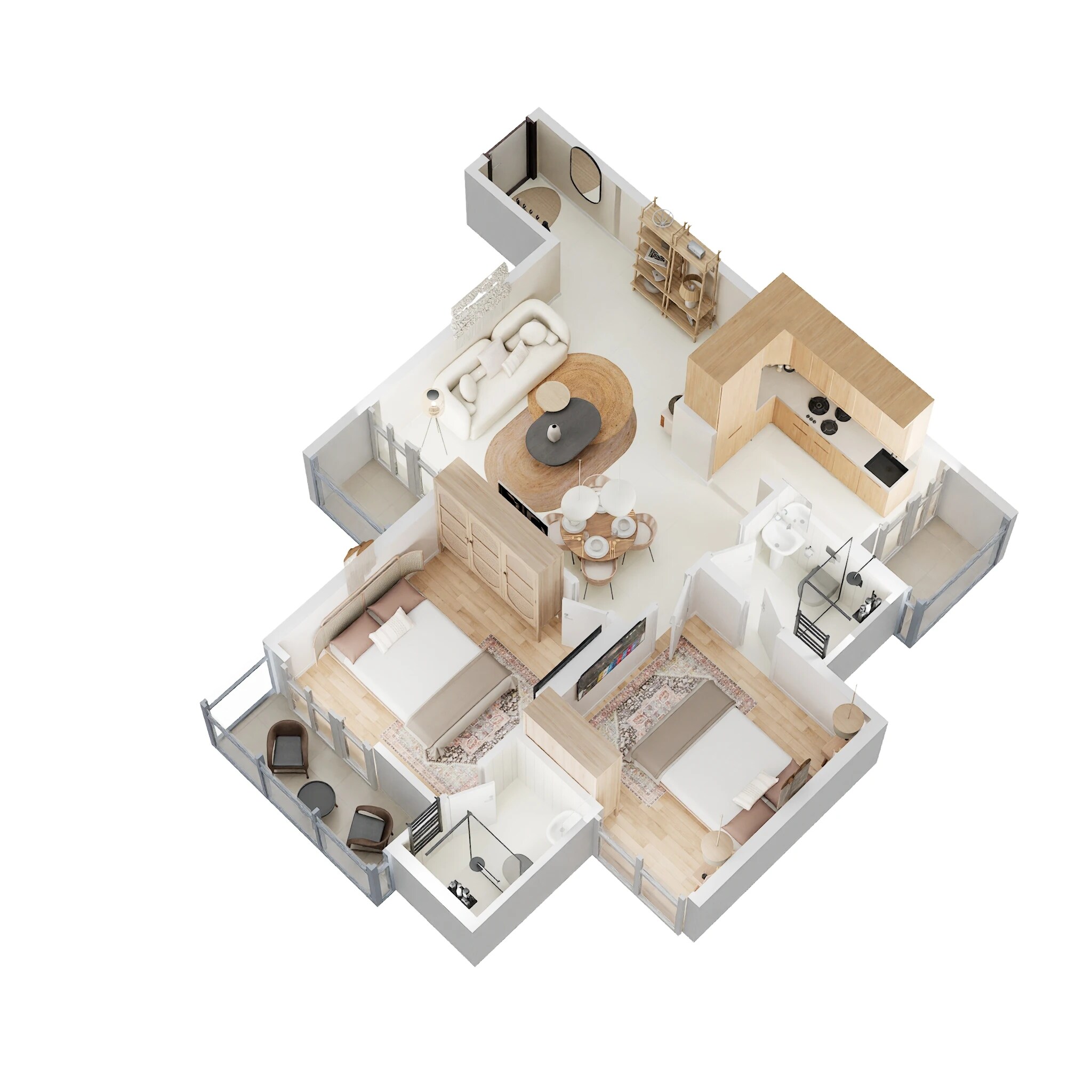 Floor plan of 2 BHK 670 Sq. Ft. Apartment in Signature Global Aspire, Gurgaon
