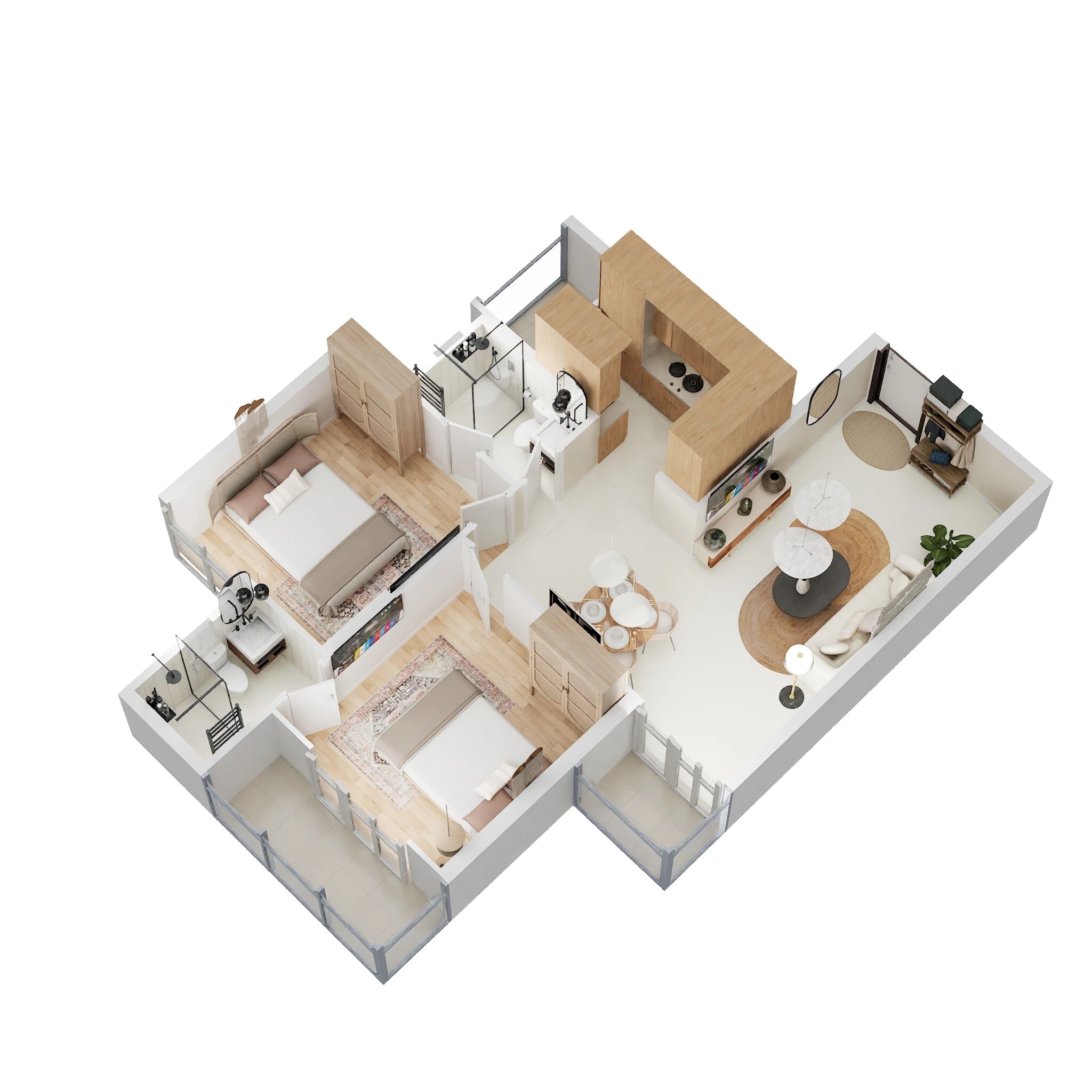 Floor plan of 2 BHK 679 Sq. Ft. Apartment in Signature Global Aspire, Gurgaon