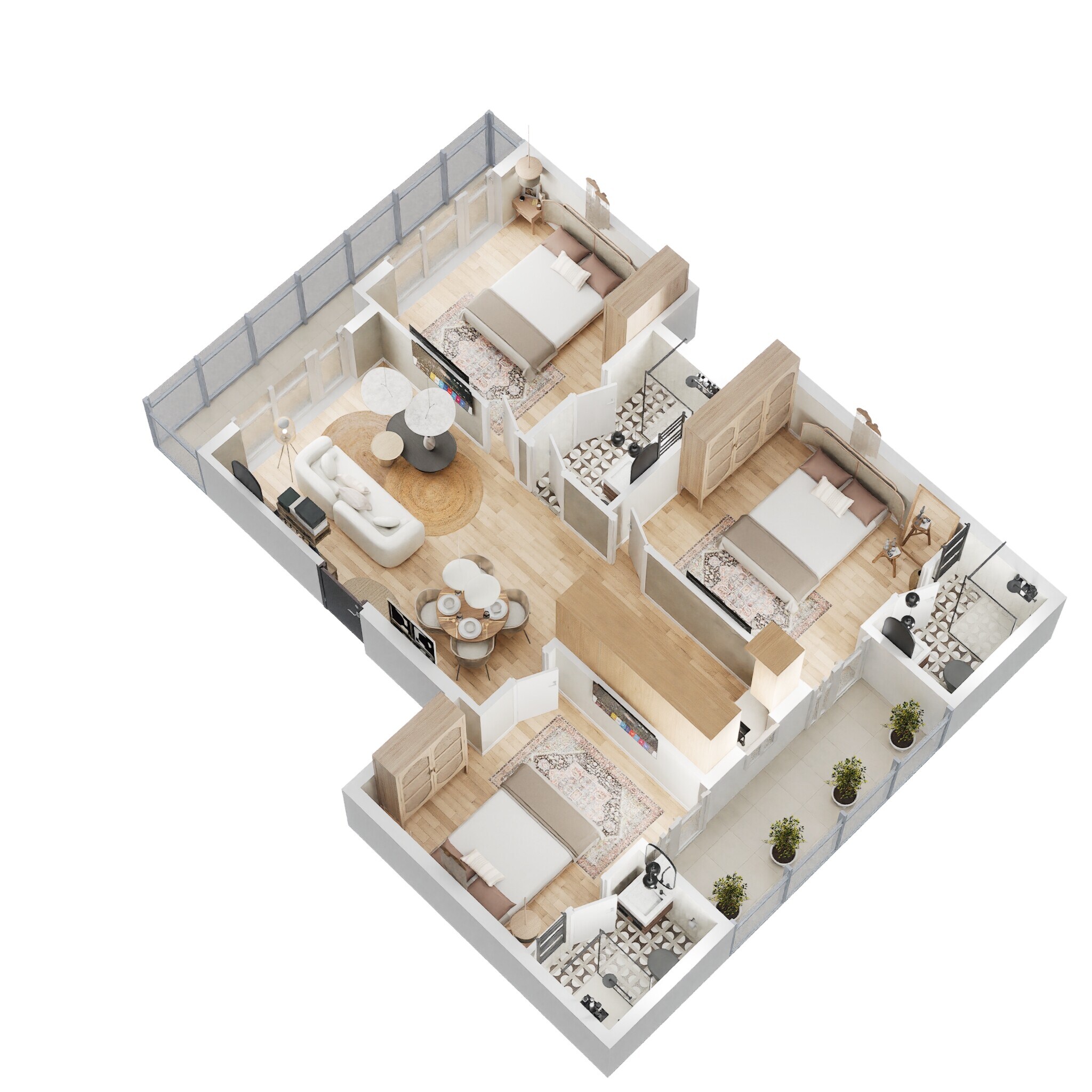 Floor plan of 3 BHK 1305 Sq. Ft. Ind Floor in Signature Global City 63A, Gurgaon