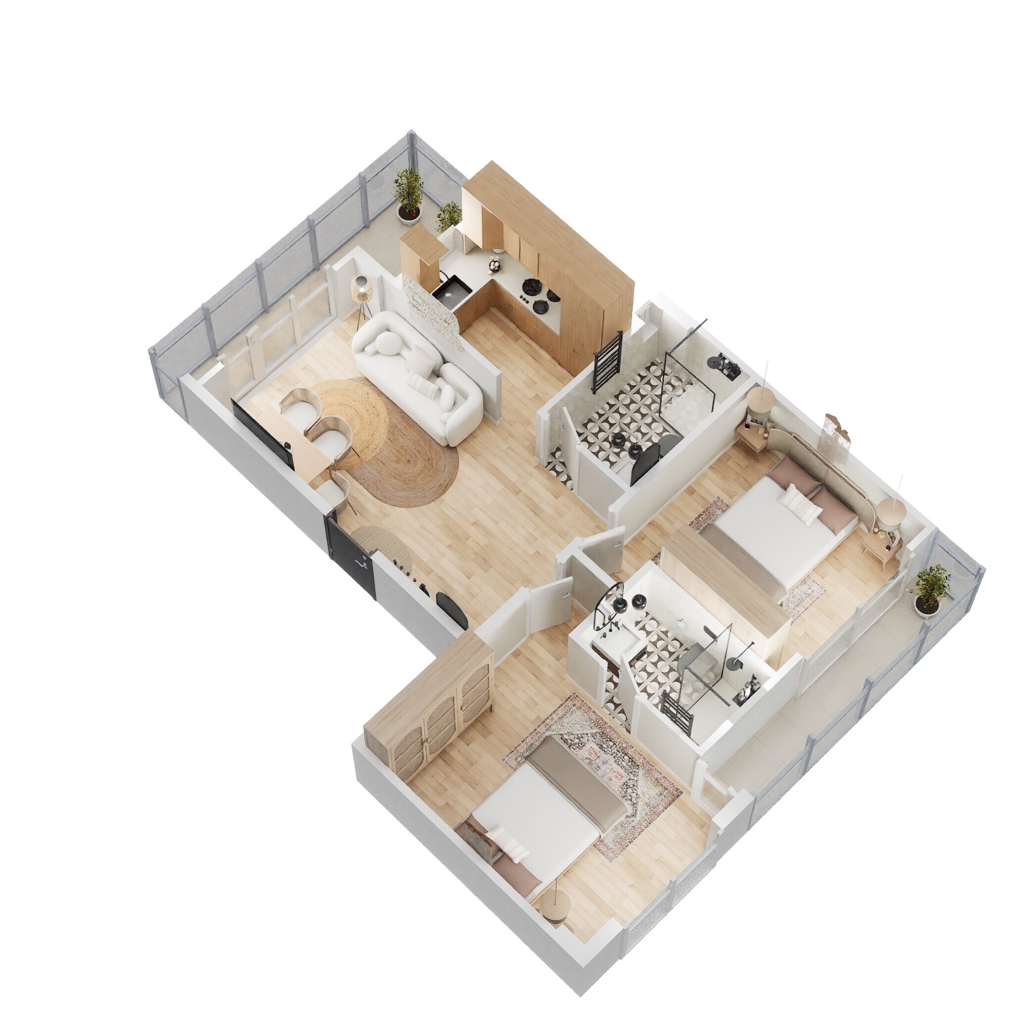 Floor plan of 2 BHK 1070 Sq. Ft. Ind Floor in Signature Global City 63A, Gurgaon