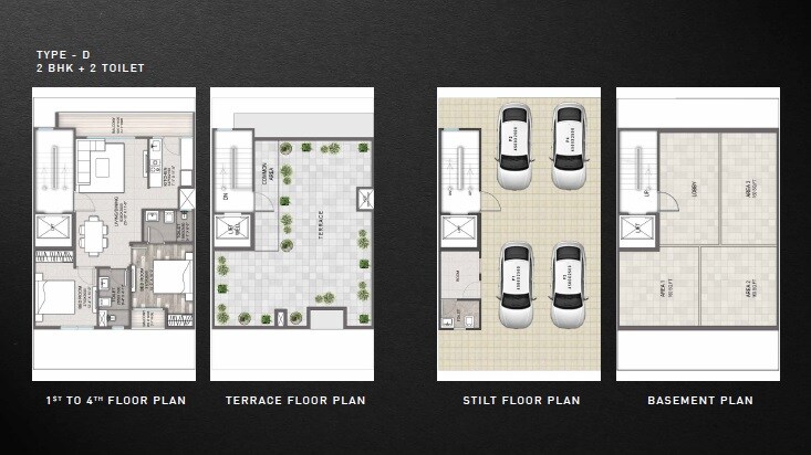 Floor plan of 2 BHK 1118 Sq. Ft. Ind Floor in Signature Global City 93, Gurgaon