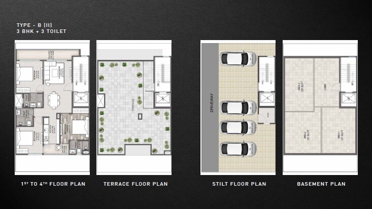 Floor plan of 3 BHK 1235 Sq. Ft. Ind Floor in Signature Global City 93, Gurgaon
