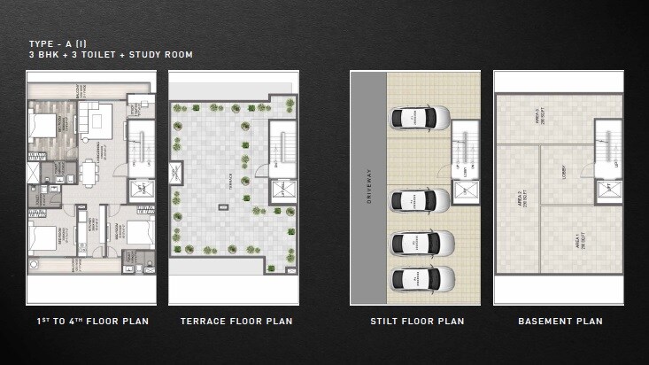 Floor plan of 3 BHK 1530 Sq. Ft. Ind Floor in Signature Global City 93, Gurgaon