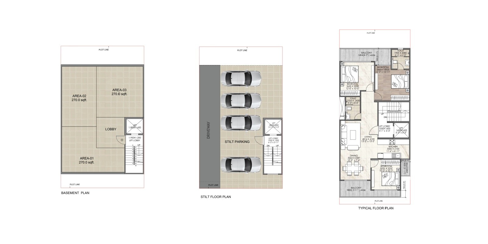 3 BHK 1550 Sq. Ft. Apartment