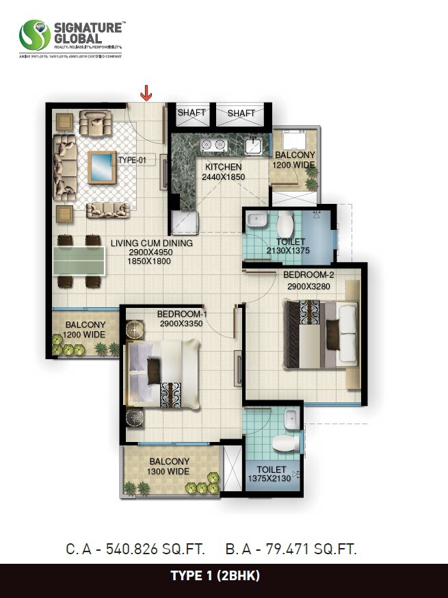 Other, signature-global-orchard-avenue 2 Bedroom 541 Sq.Ft. Apartment In Sector 93 Gurgaon 7052348