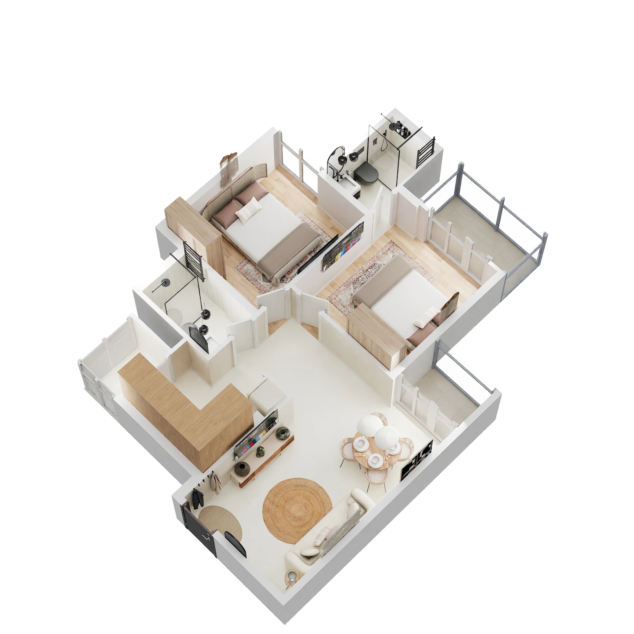 2 BHK 750 Sq. Ft. Apartment