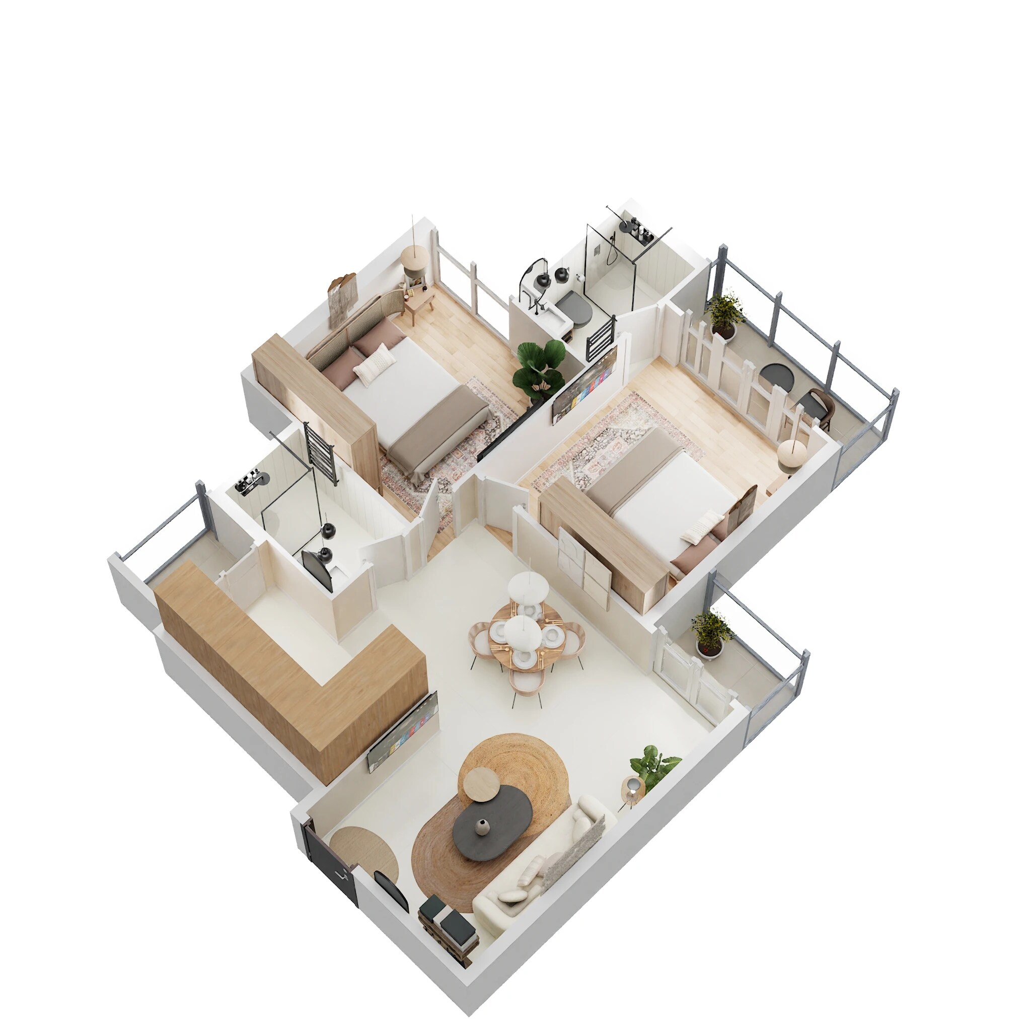 Floor plan of 2 BHK 665 Sq. Ft. Apartment in Signature Global Proxima, Gurgaon