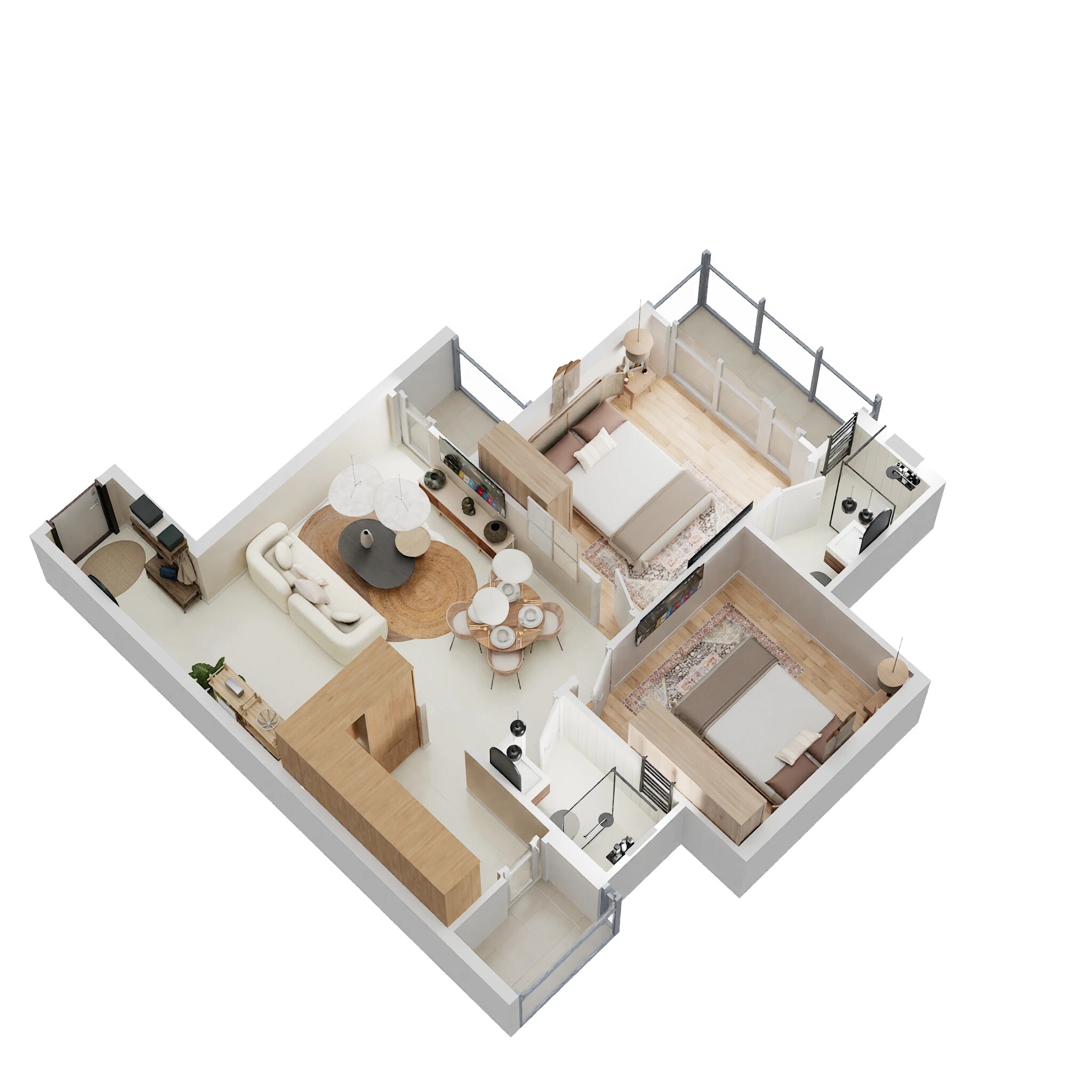 Floor plan of 2 BHK 674 Sq. Ft. Apartment in Signature Global Proxima, Gurgaon