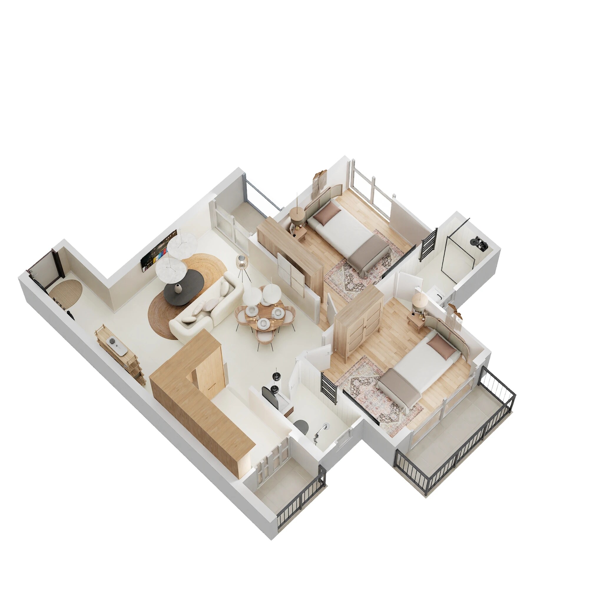Floor plan of 2 BHK 675 Sq. Ft. Apartment in Signature Global Proxima, Gurgaon