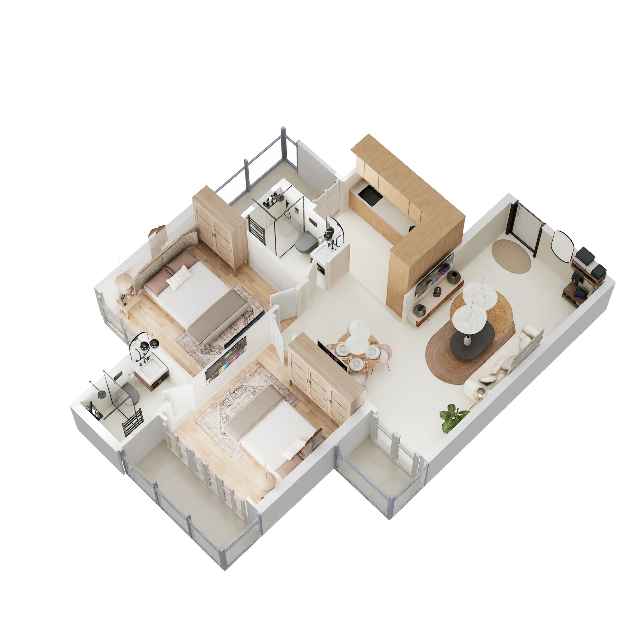Floor plan of 2 BHK 685 Sq. Ft. Apartment in Signature Global Proxima, Gurgaon