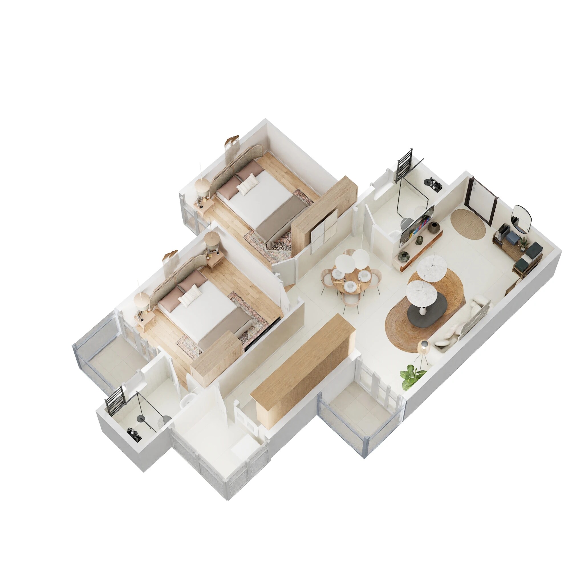 Floor plan of 2 BHK 673 Sq. Ft. Apartment in Signature Global Superbia, Gurgaon