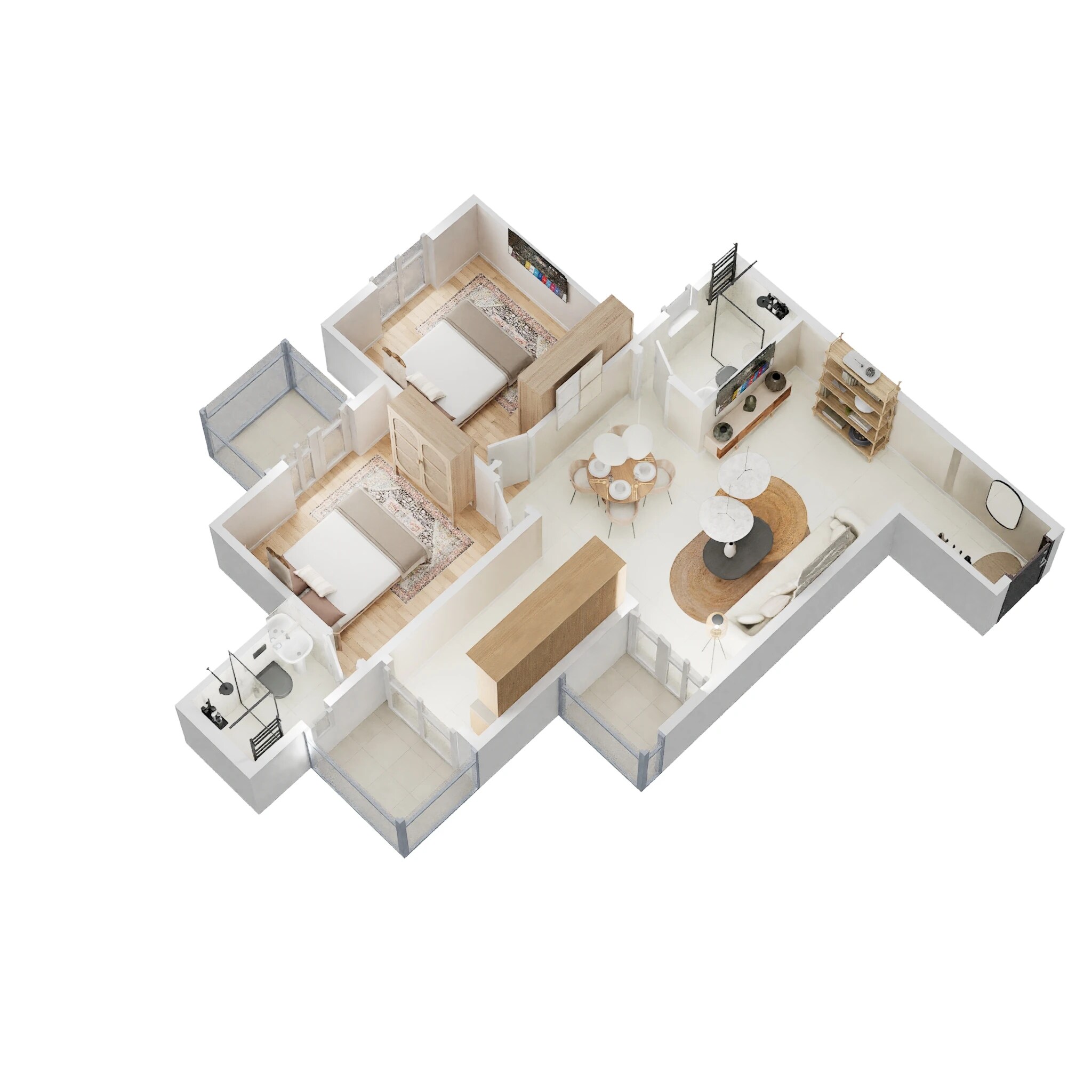 Floor plan of 2 BHK 681 Sq. Ft. Apartment in Signature Global Superbia, Gurgaon