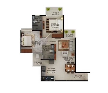  2 BHK Apartment at Signature Global The Millennia, Sector 37d – for Rent