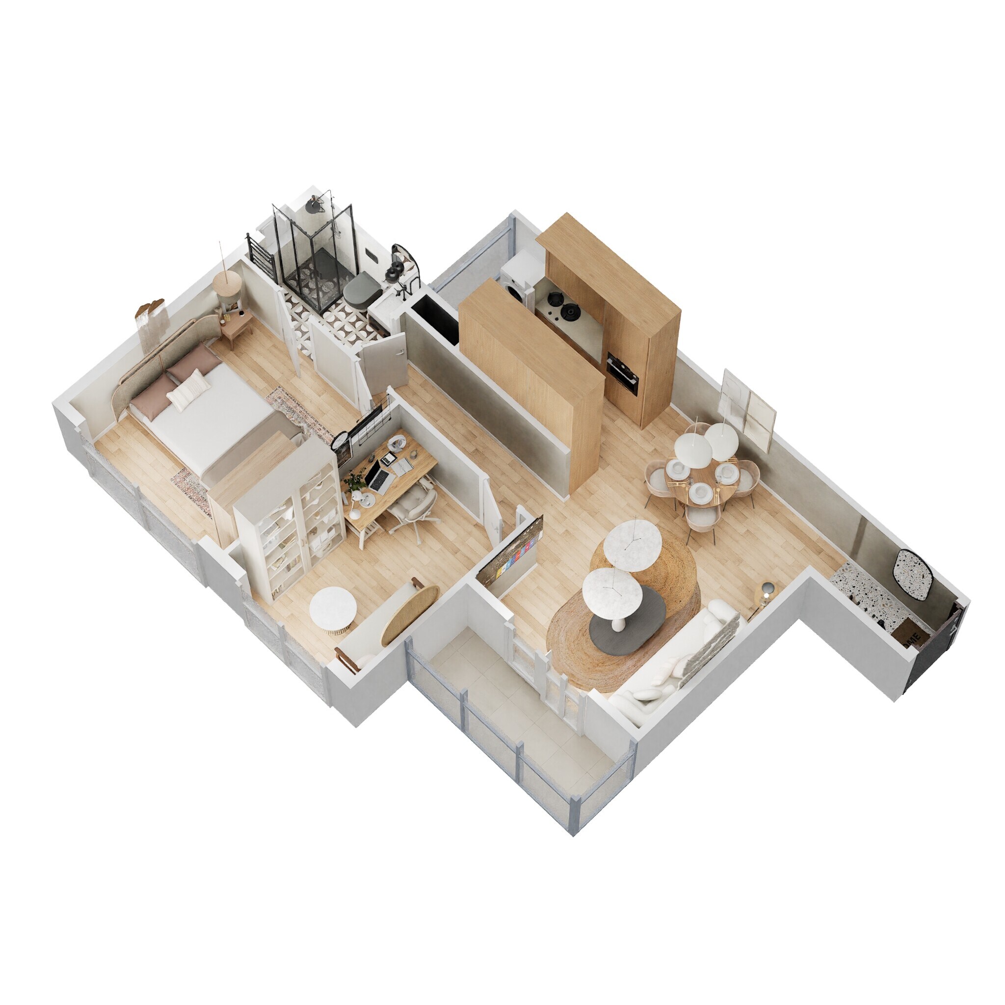 Floor plan of 2 BHK 644 Sq. Ft. Apartment in Signature Global The Millennia, Gurgaon