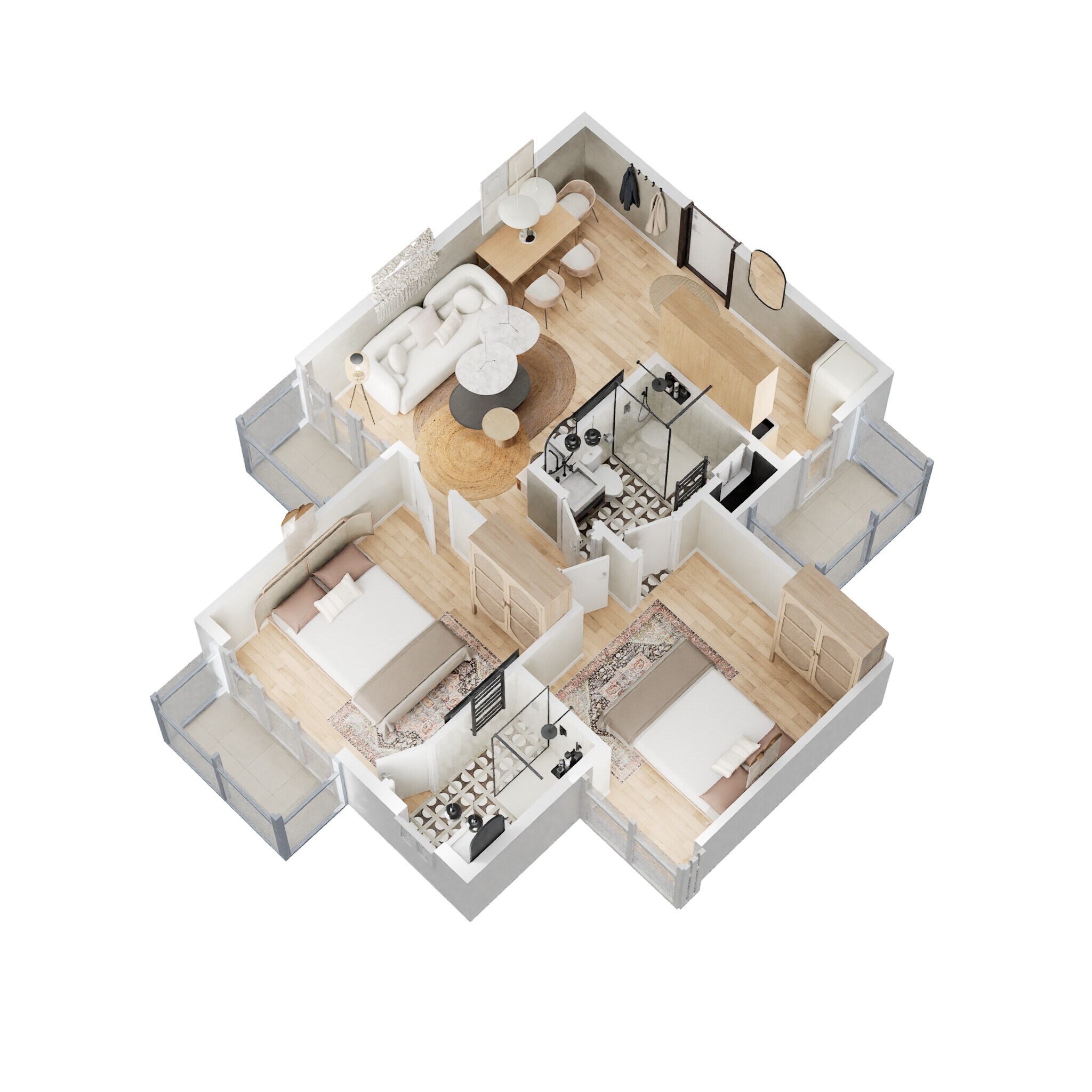 Floor plan of 2 BHK 800 Sq. Ft. Apartment in Signature Global The Millennia, Gurgaon
