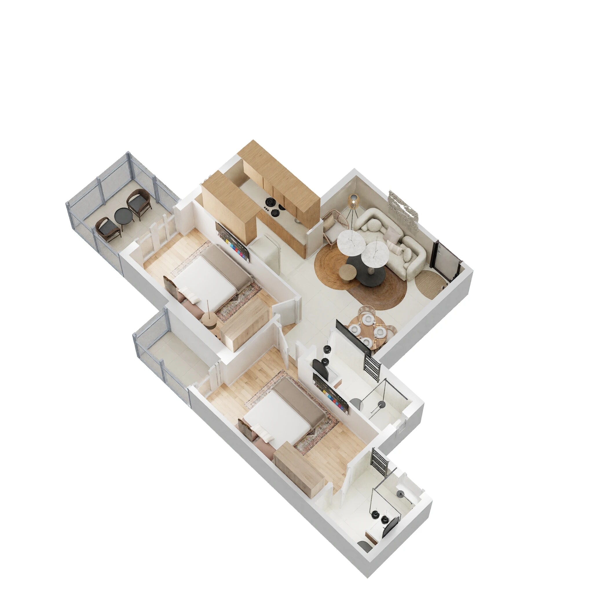 Floor plan of 2 BHK 800 Sq. Ft. Apartment in Signature Global The Roselia, Gurgaon