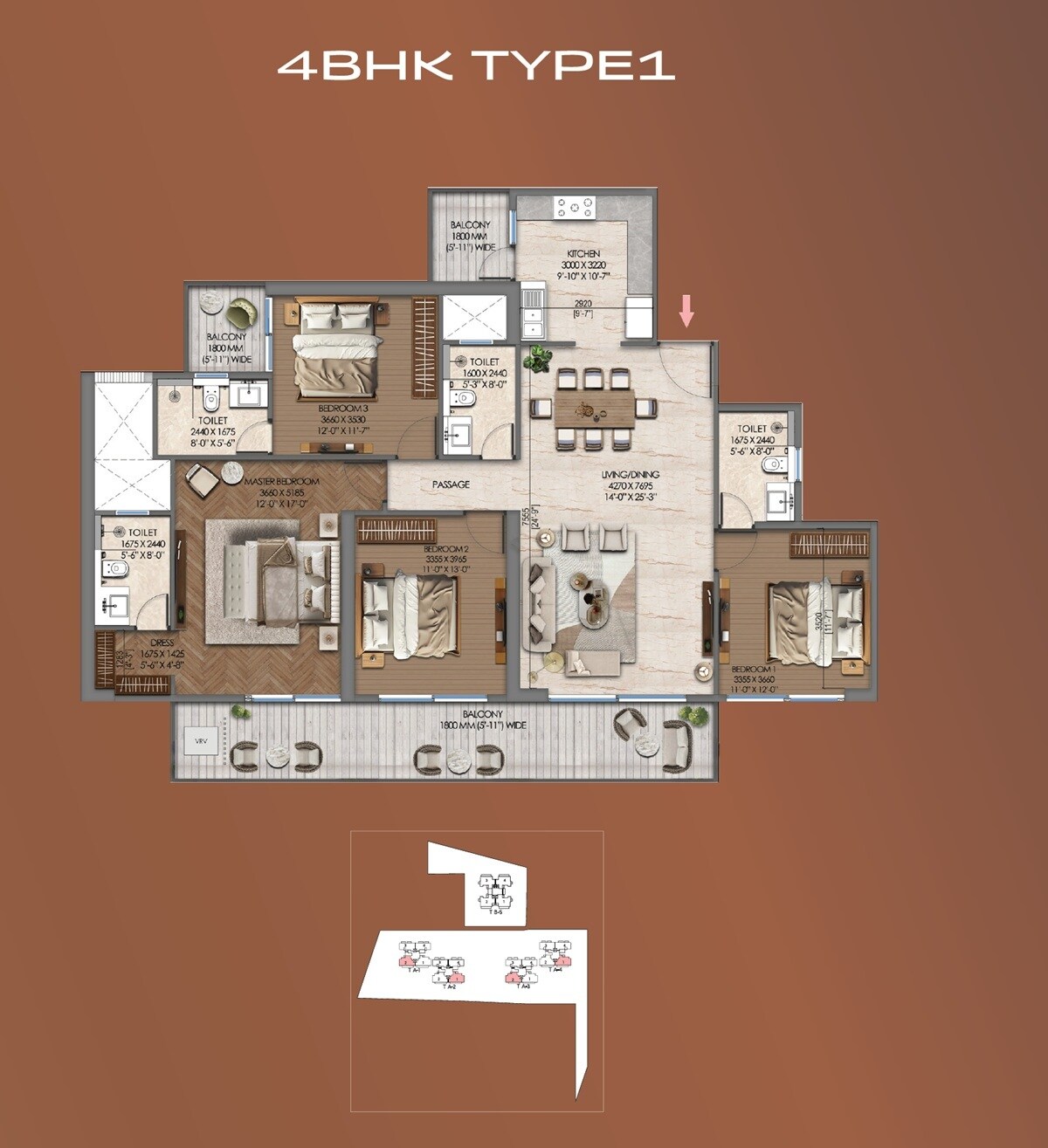4 BHK 2700 Sq. Ft. Apartment