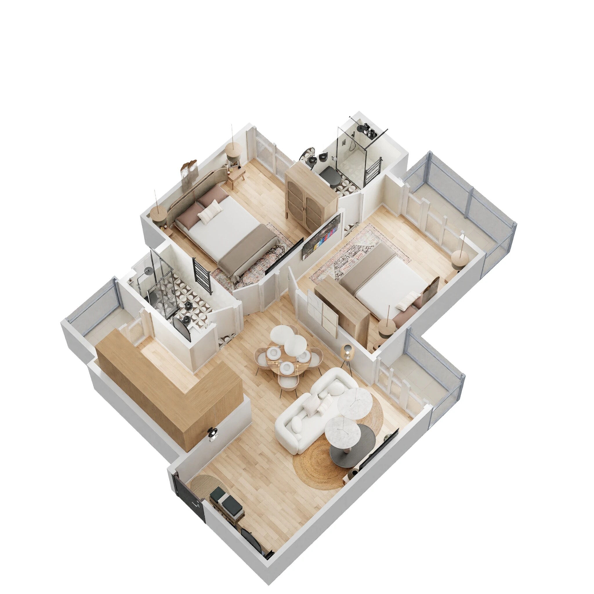 Floor plan of 2 BHK 661 Sq. Ft. Apartment in Signature The Millennia 3, Gurgaon