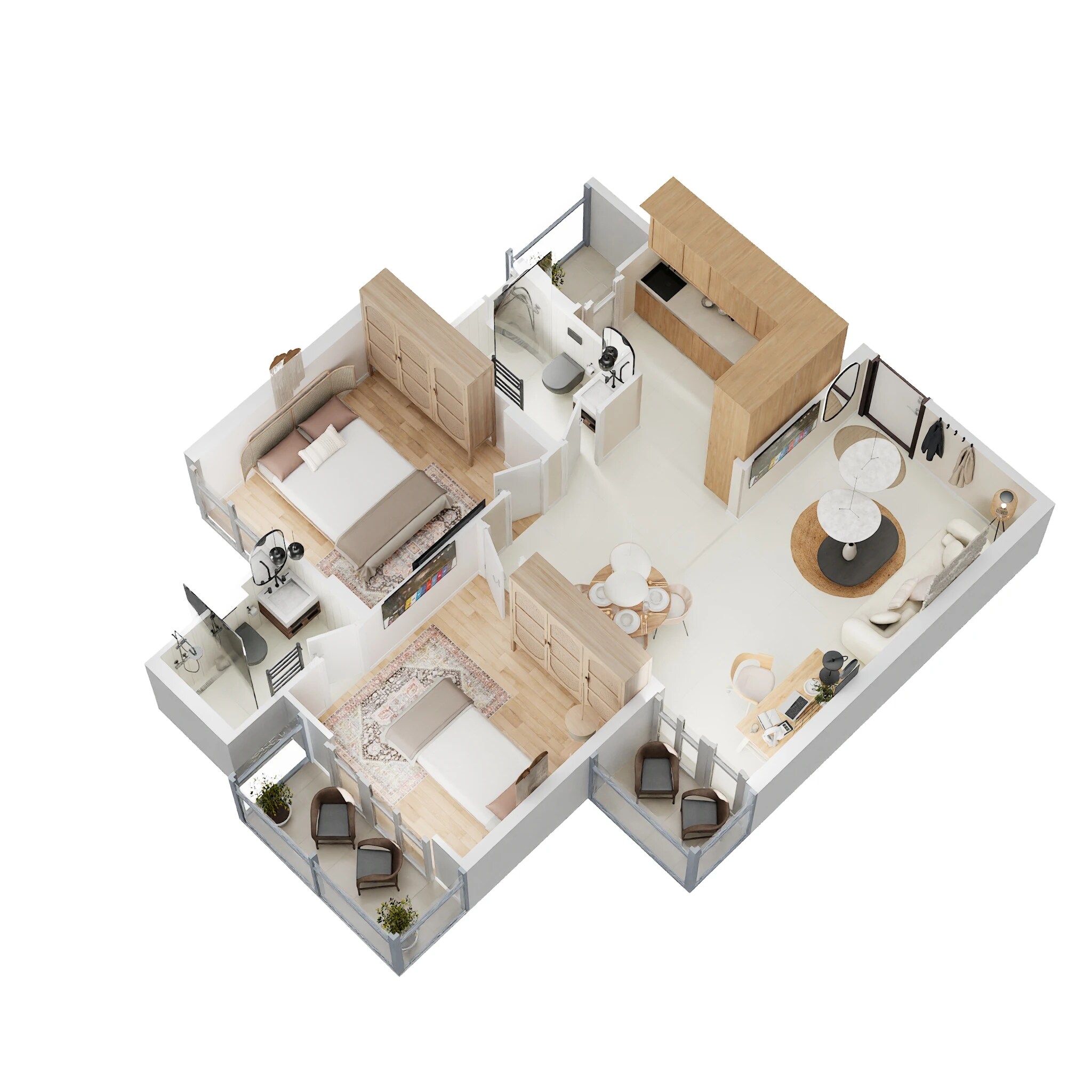 Floor plan of 2 BHK 661 Sq. Ft. Apartment in Signature The Millennia 4, Gurgaon