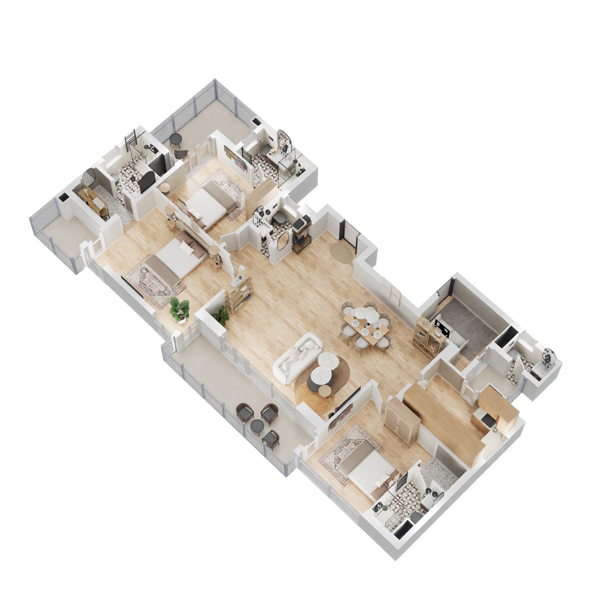 Floor plan of 3 BHK 2500 Sq. Ft. Apartment in Silverglades Hightown, Gurgaon