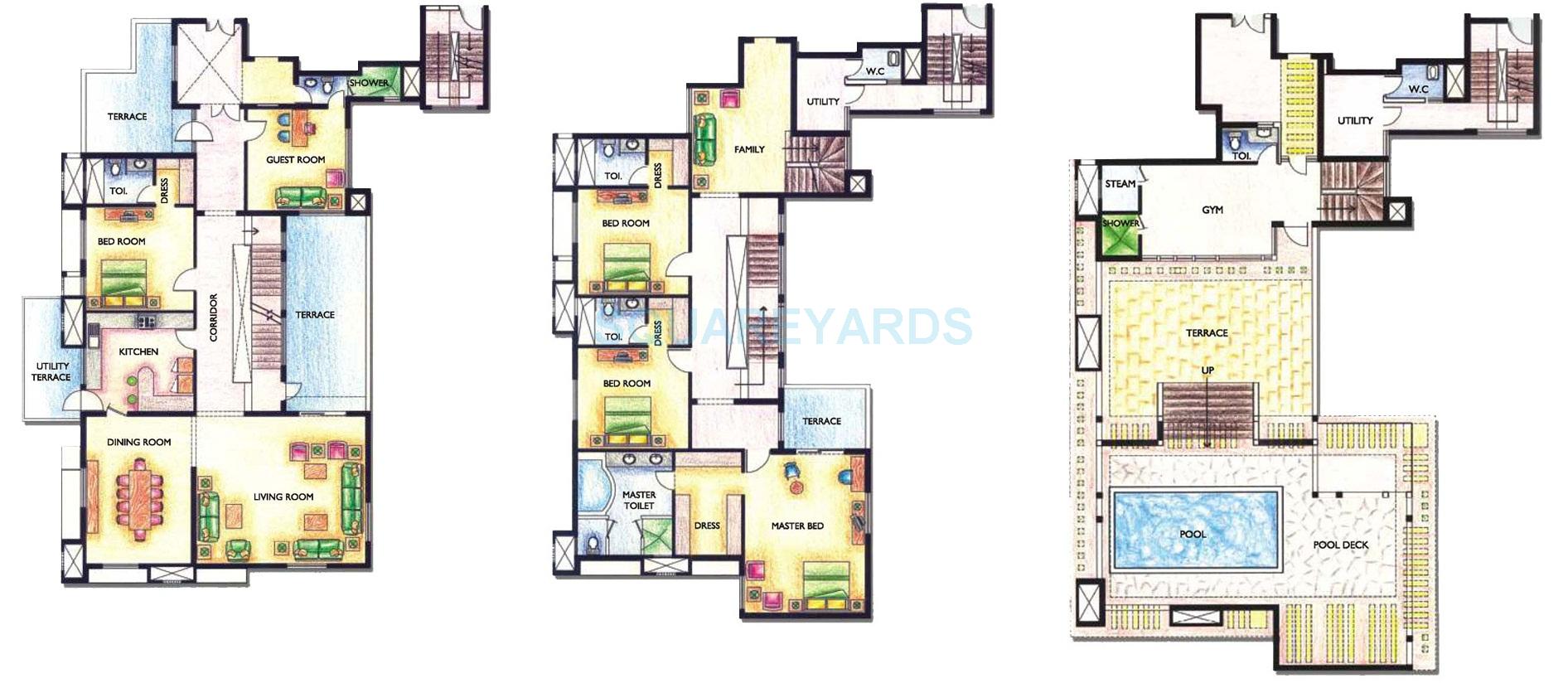 Floor plan of 5 BHK 7400 Sq. Ft. Penthouse in Silverglades The Ivy, Gurgaon