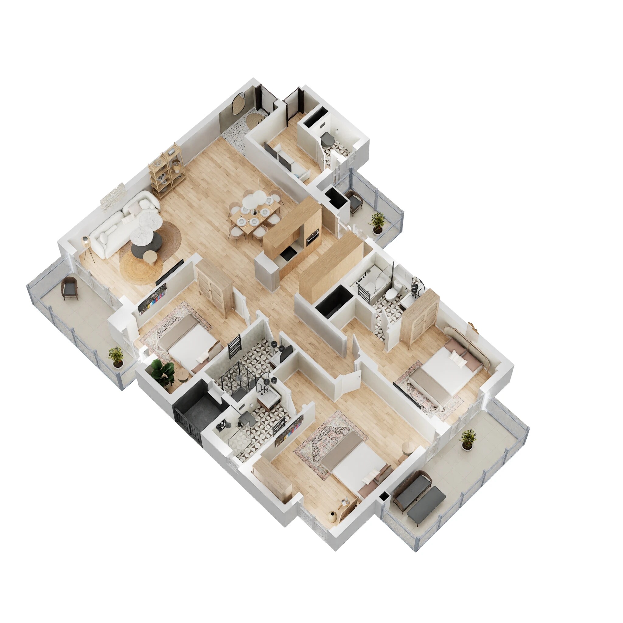 Floor plan of 3 BHK 1845 Sq. Ft. Apartment in Silverglades The Melia, Gurgaon