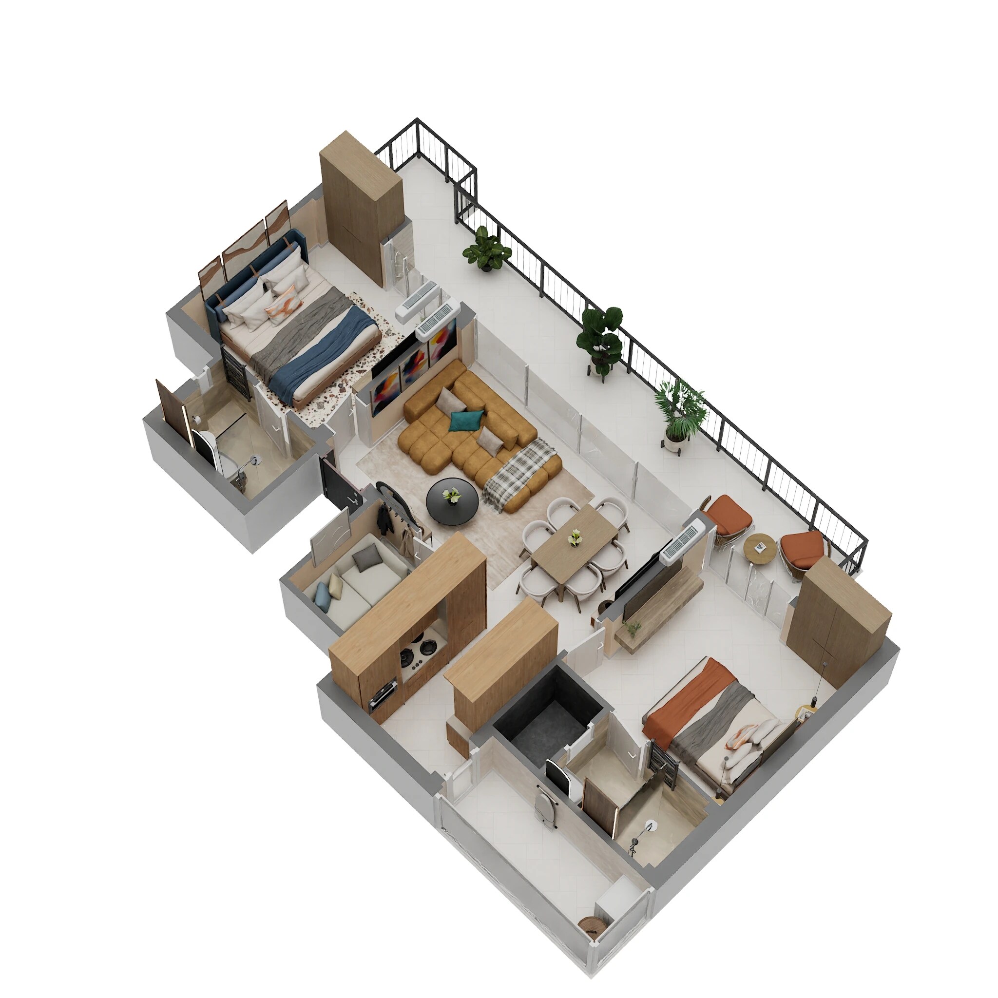 Floor plan of 2 BHK 1339 Sq. Ft. Apartment in Smart World Natures Court, Gurgaon