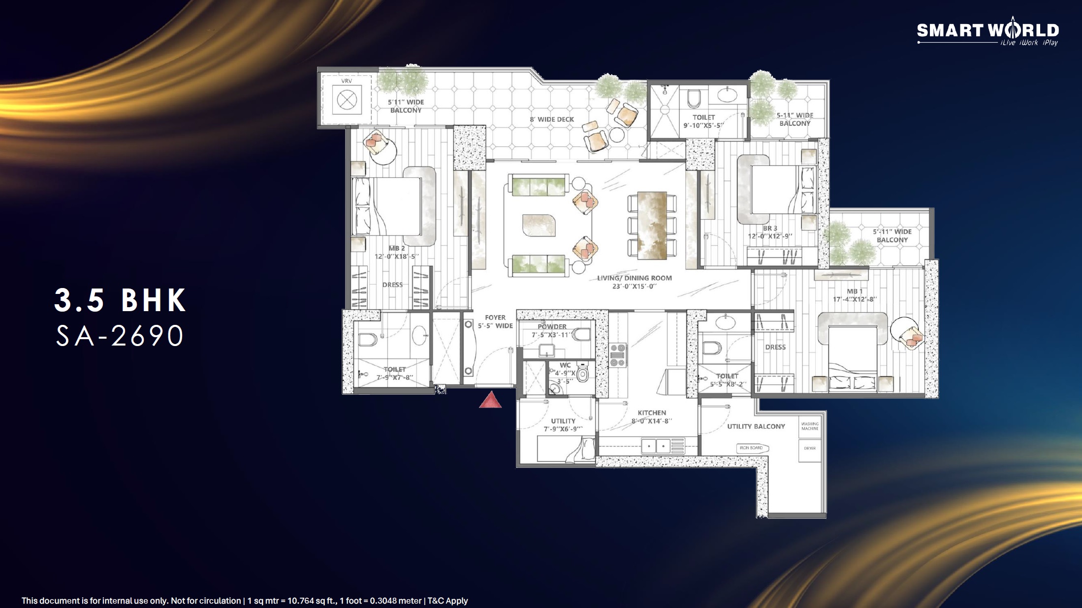 Smart World Sky Arc 3 BHK Layout