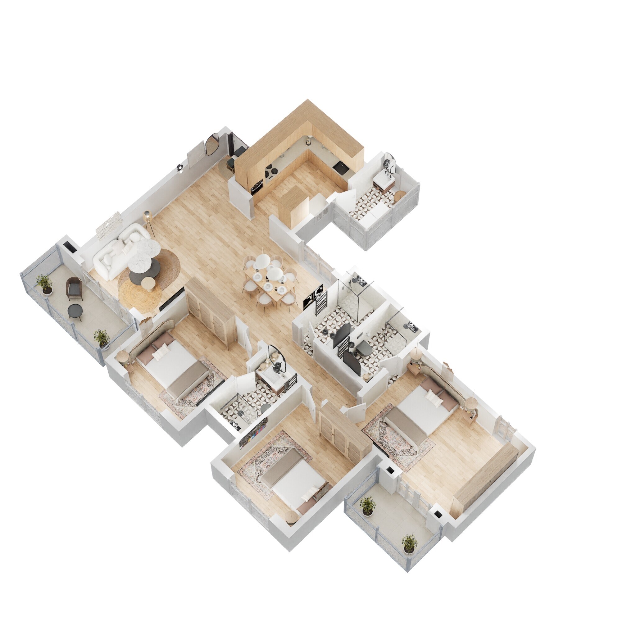 Floor plan of 3 BHK 1711 Sq. Ft. Apartment in Sobha City Chintels Metropolis, Gurgaon