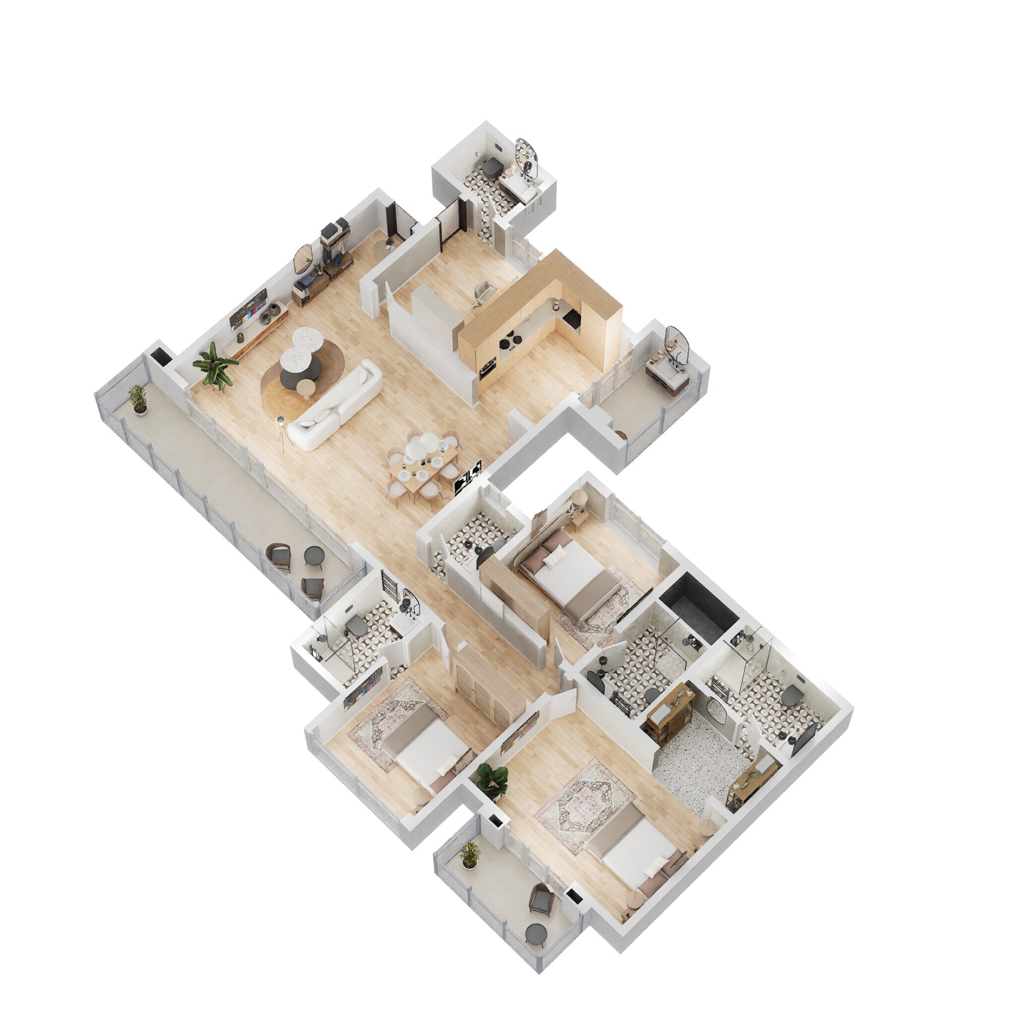 Floor plan of 3 BHK 2343 Sq. Ft. Apartment in Sobha City Chintels Metropolis, Gurgaon