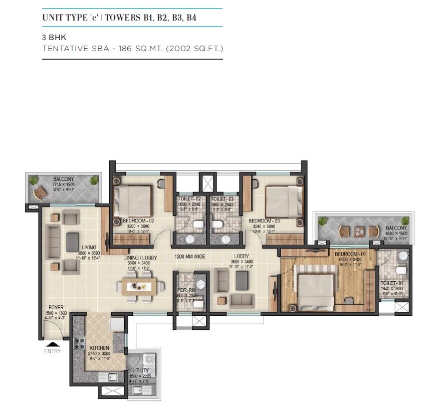  3 BHK Apartment at Sobha City Gurgaon, Sector 108 – for Sale