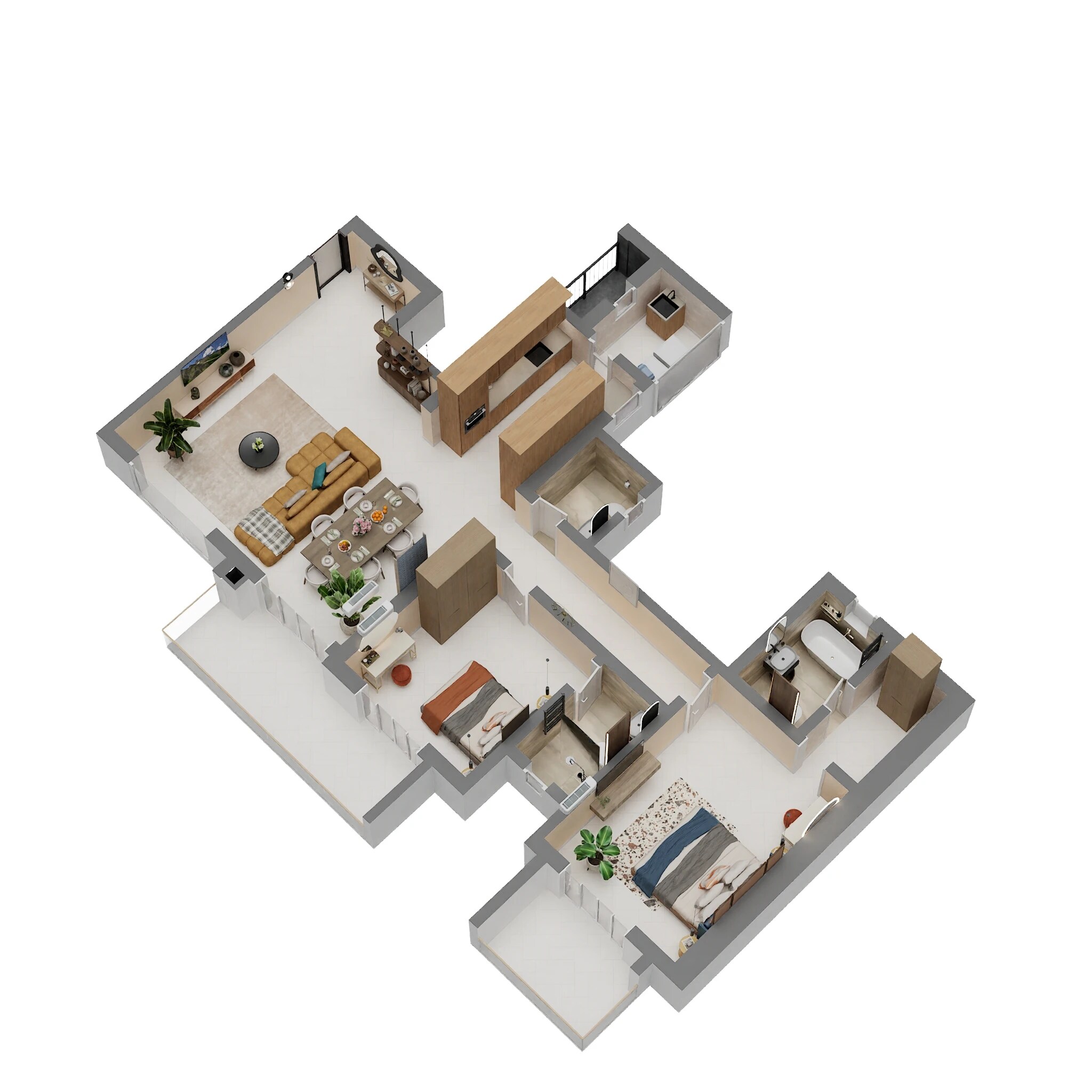 Floor plan of 2 BHK 1940 Sq. Ft. Apartment in Sobha Crescent, Gurgaon