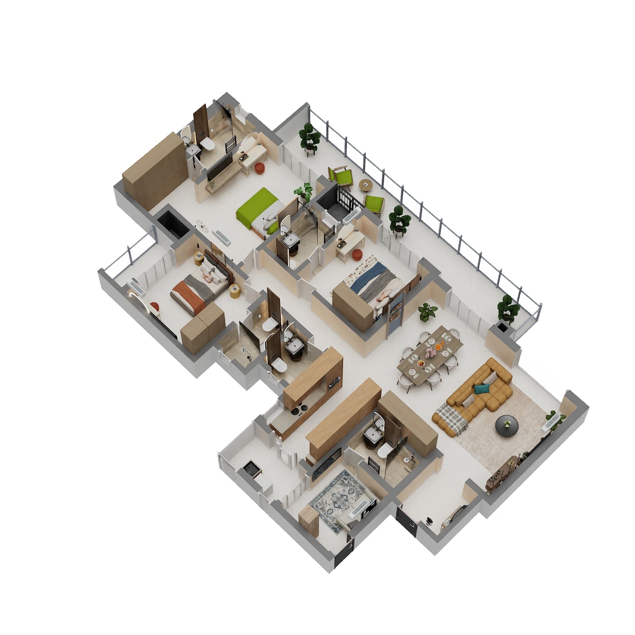 Floor plan of 3 BHK 2634 Sq. Ft. Apartment in Sobha Crescent, Gurgaon