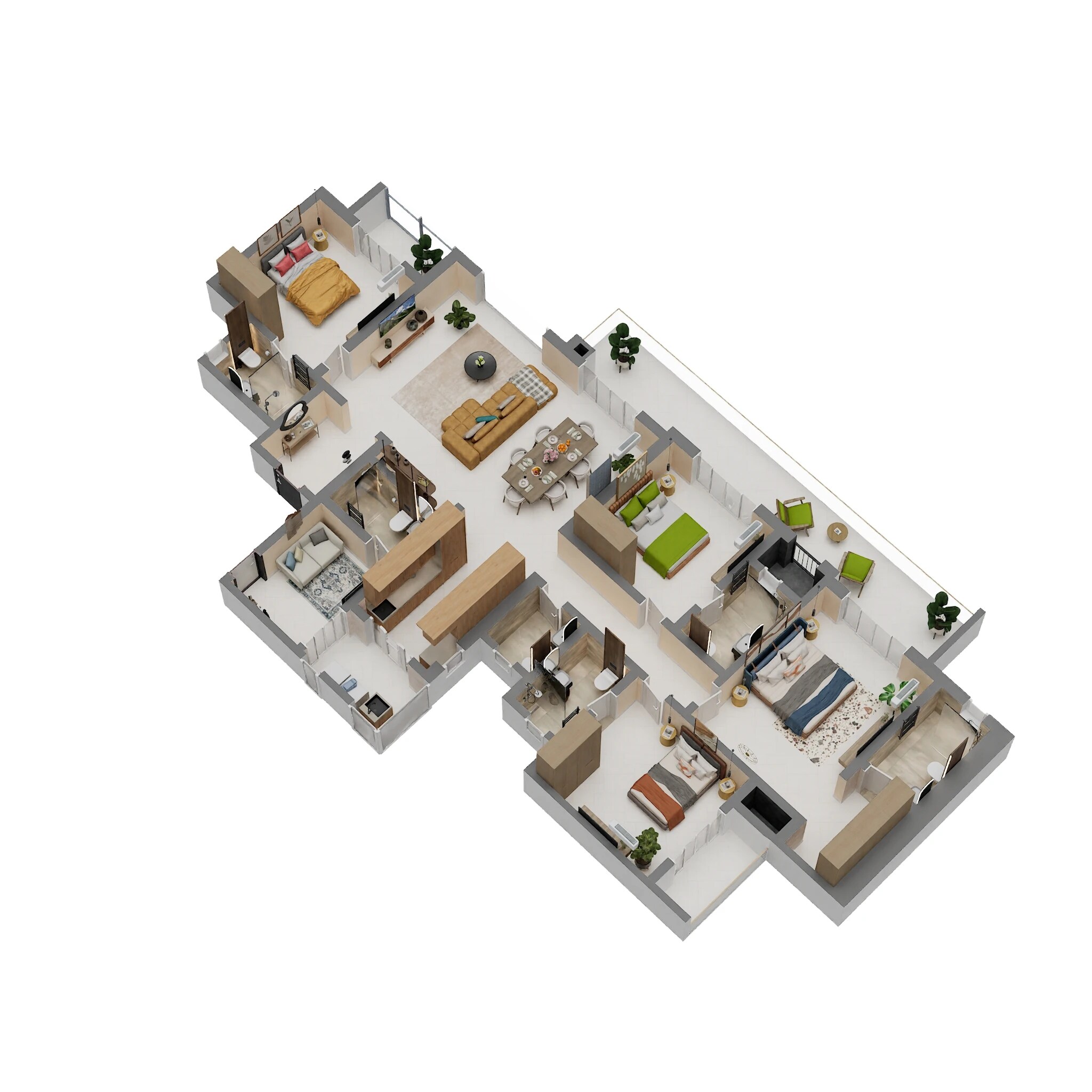 Floor plan of 4 BHK 2967 Sq. Ft. Apartment in Sobha Crescent, Gurgaon