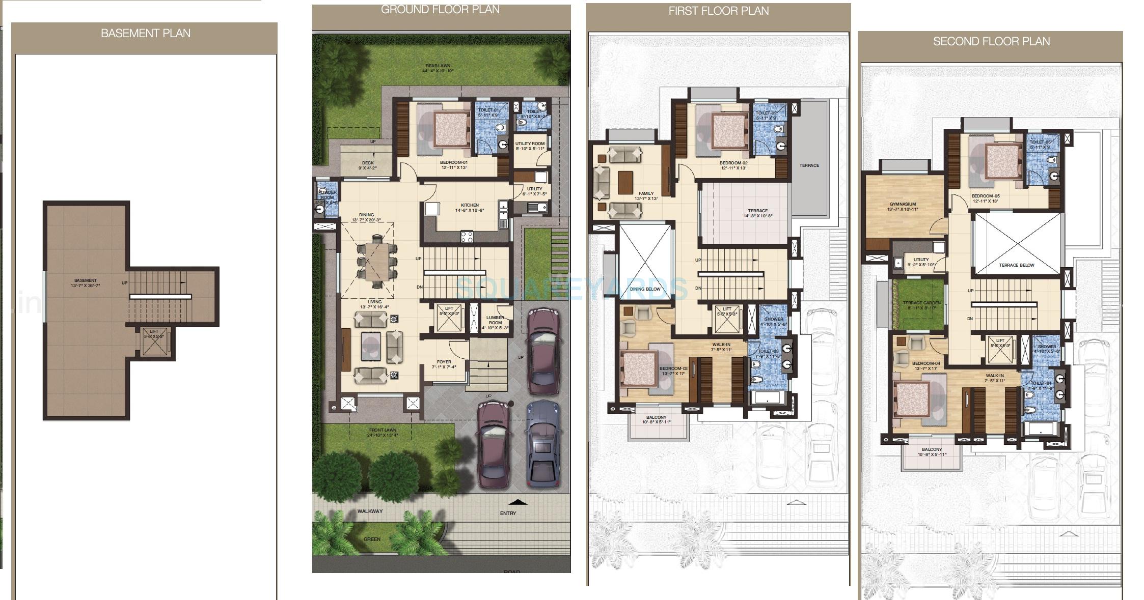 Floor plan of 5 BHK 5816 Sq. Ft. Villa in Sobha International City Phase 1, Gurgaon