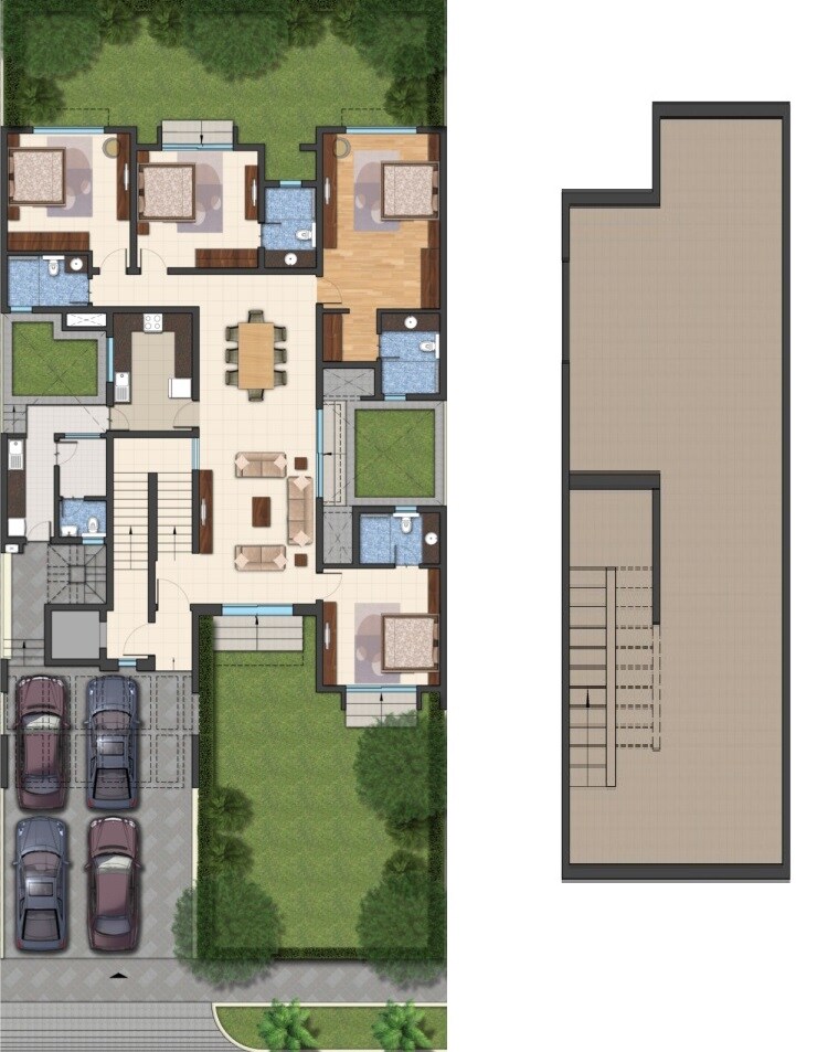 Floor plan of 4 BHK 4498 Sq. Ft. Villa in Sobha International City Phase 2, Gurgaon
