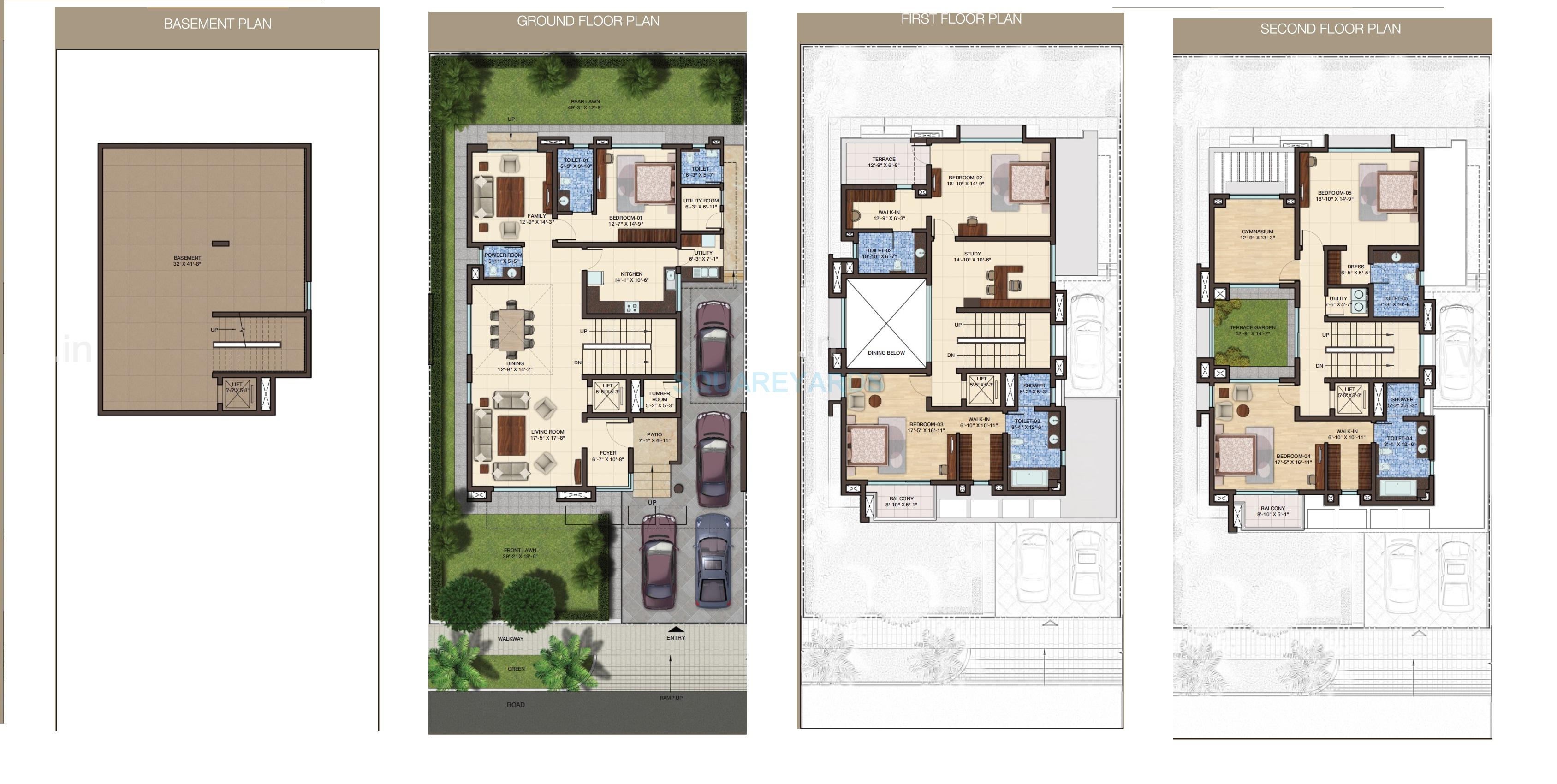 Floor plan of 5 BHK 7330 Sq. Ft. Villa in Sobha International City Phase 1, Gurgaon