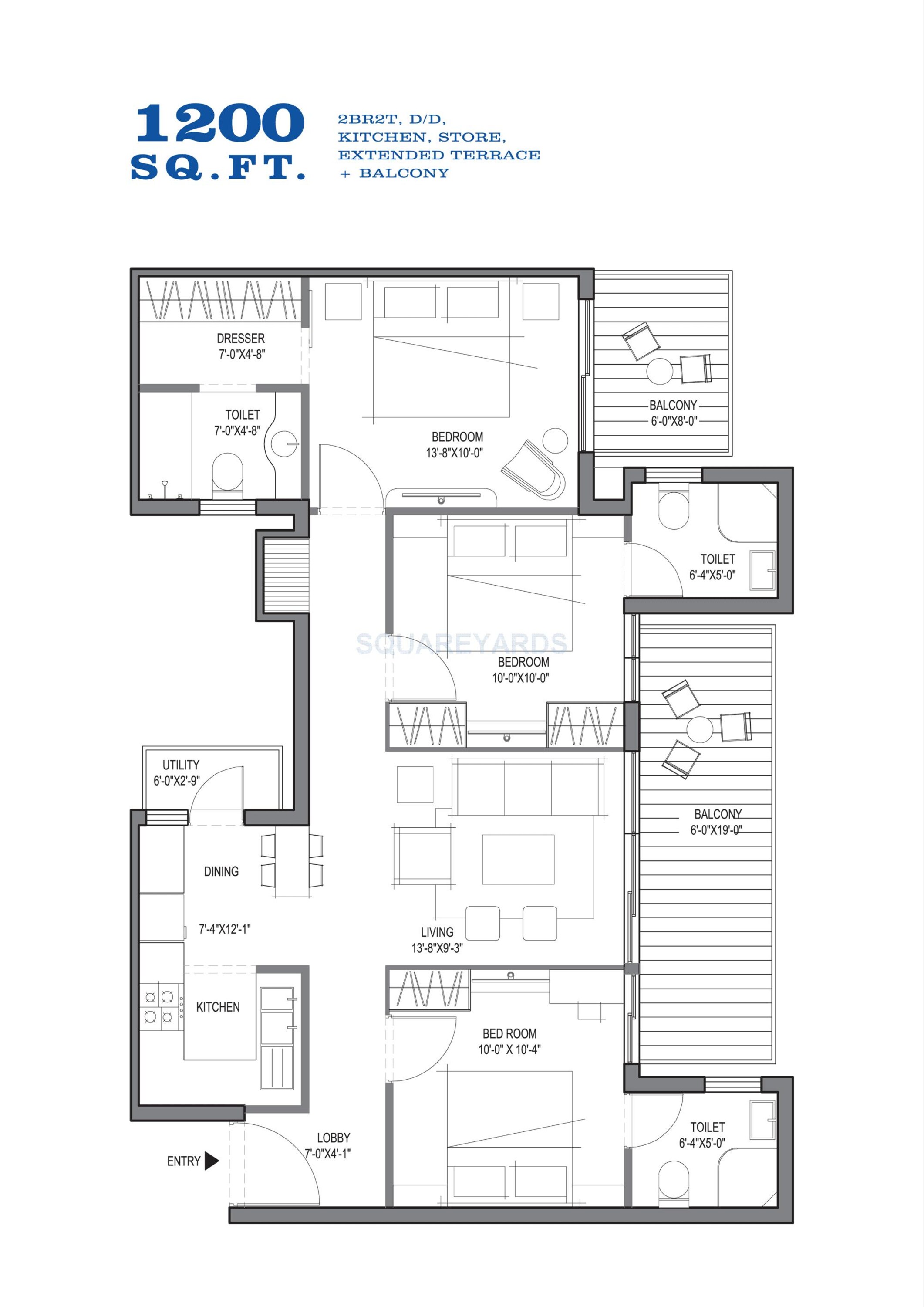 spire south apartment 2bhk 1200sqft 1