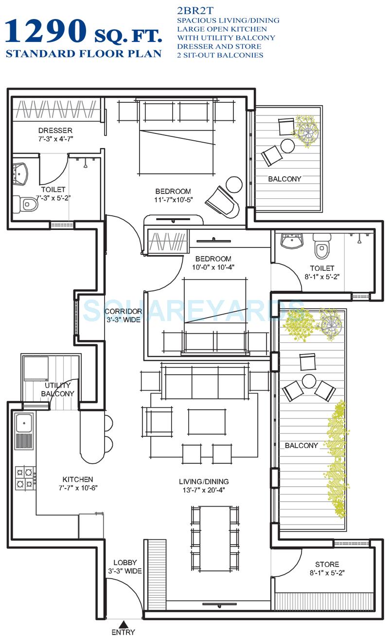 2 BHK 1290 Sq. Ft. Apartment