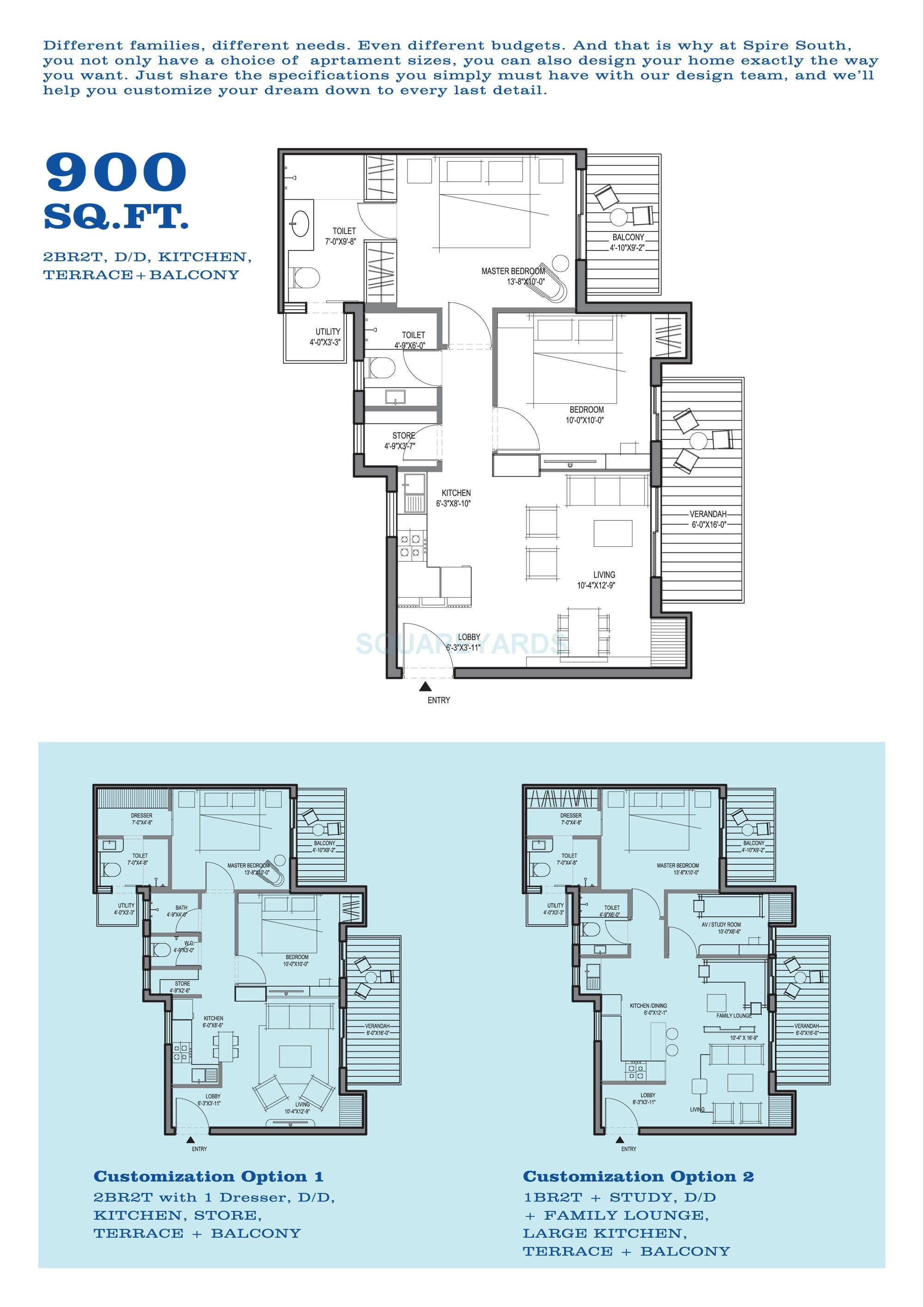 2 BHK 900 Sq. Ft. Apartment