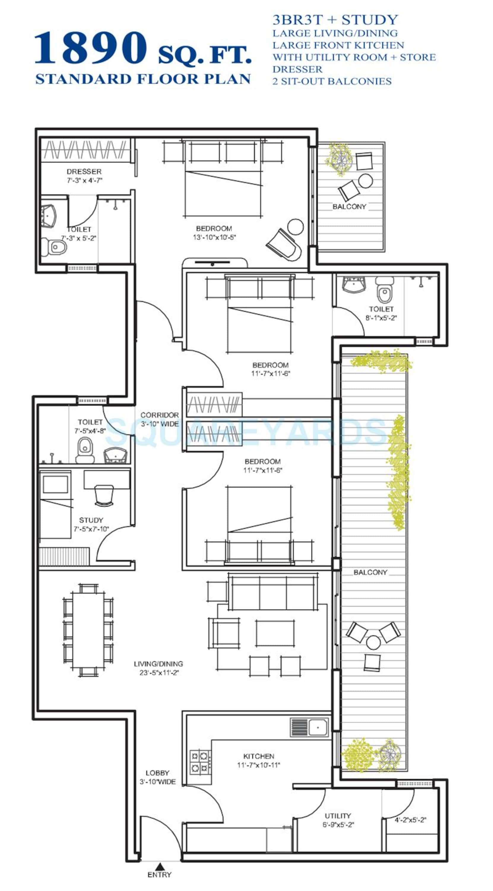 spire south apartment 3bhk st 1890sqft 1