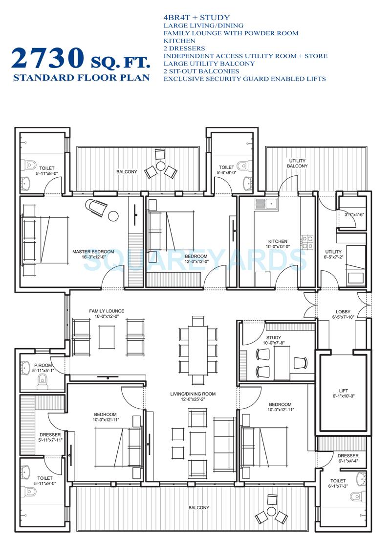 4 BHK 2730 Sq. Ft. Apartment