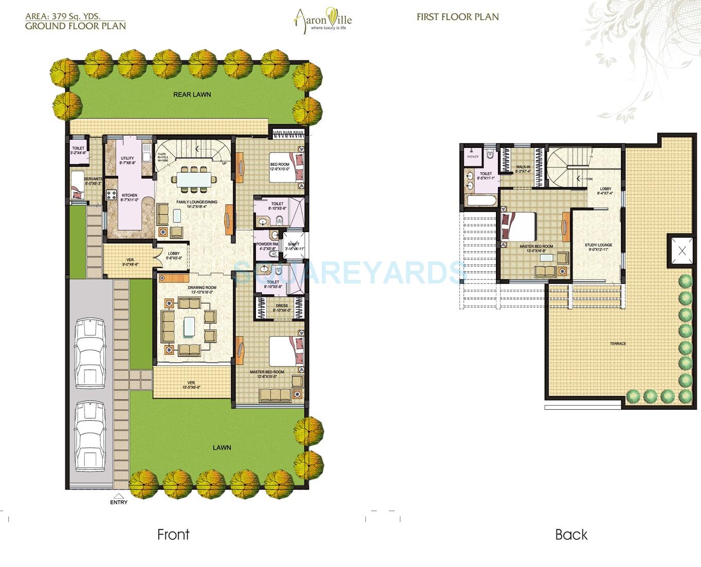 Floor plan of 3 BHK 2800 Sq. Ft. Villa in SS Aaron Ville, Gurgaon