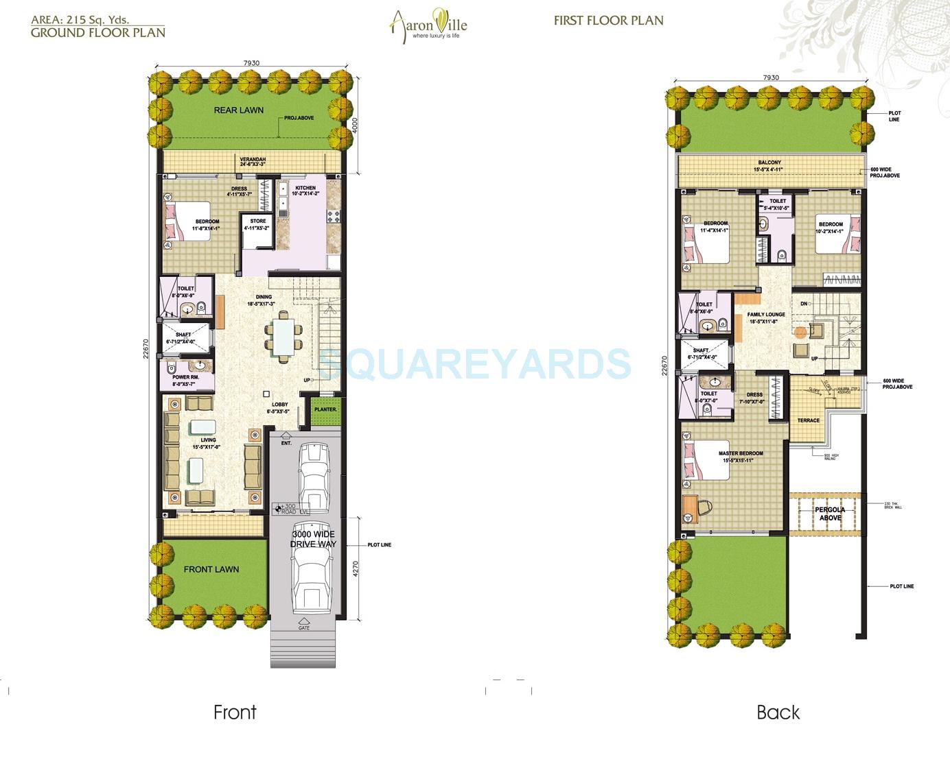Floor plan of 4 BHK 2650 Sq. Ft. Villa in SS Aaron Ville, Gurgaon