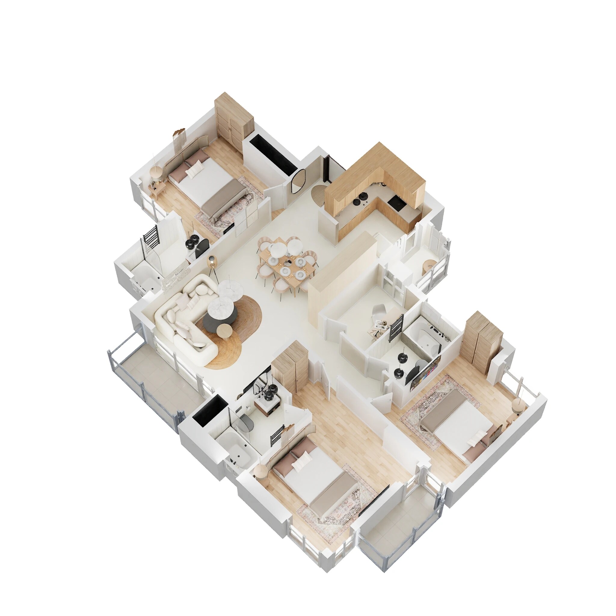 Floor plan of 3 BHK 1850 Sq. Ft. Apartment in SS Cendana, Gurgaon